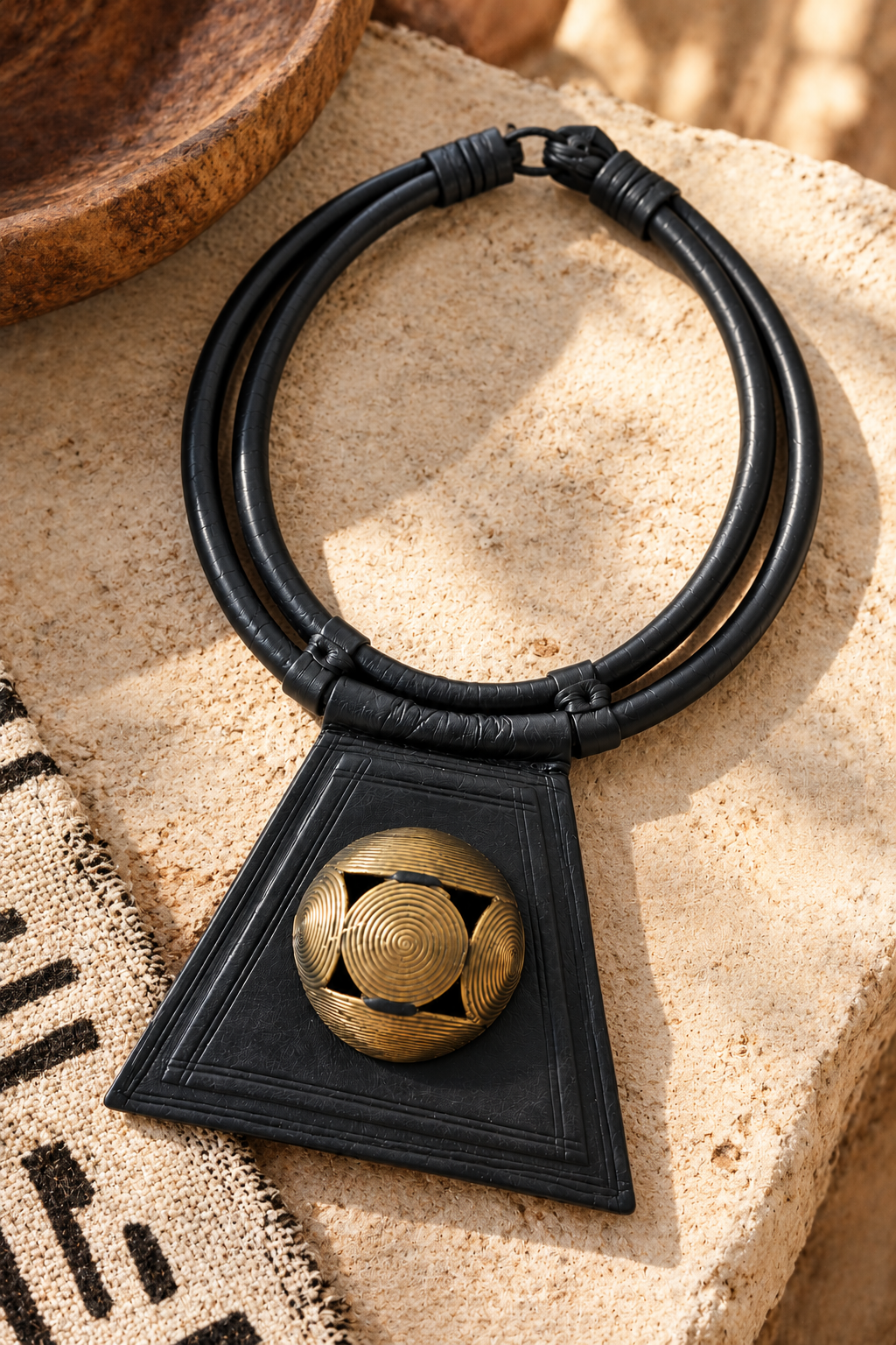 Collar Cuero  y Bronce