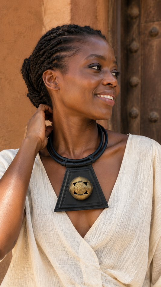 Collar Cuero  y Bronce